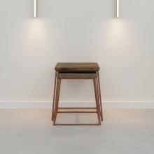SET OF 2 SOLID WOOD & IRON END TABLES