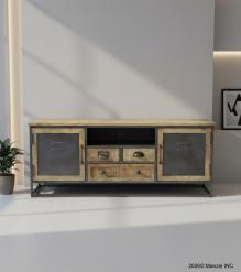 SOLID WOOD & IRON MEDIA CABINET