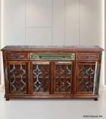 SOLID RECLAIMED TEAK WOOD & GLASS SIDEBOARD
