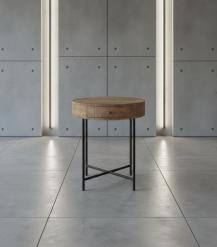 SOLID WOOD & IRON ROUND SIDE TABLE / OCCASIONAL TABLE