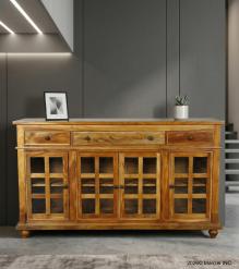 SOLID RECLAIMED TEAK WOOD SIDEBOARD W/ 6 DOORS & 3 DRAWERS