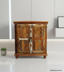HAND CARVED SOLID RECLAIMED TEAK WOOD CABINET
