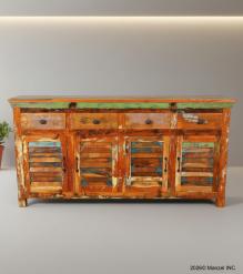 SOLID RECLAIMED TEAK WOOD SIDEBOARD SERVER CONSOLE W/ 4 DRAWERS & 4 DOORS