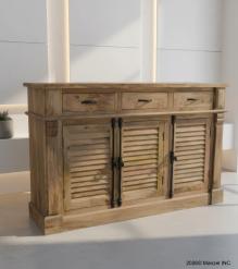 SOLID WOOD SIDEBOARD W/ 3 LOUVRED DOORS & 3 DRAWERS