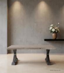 SOLID LIVE EDGE WOOD & IRON COFFEE TABLE