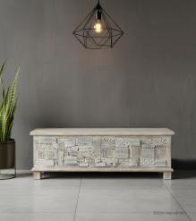 RECLAIMED WOOD STORAGE TRUNK W/ INLAID DETAIL