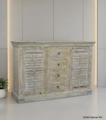 SOLID RECLAIMED TEAK SIDEBOARD SERVER CONSOLE WITH 2 DOORS & 4 DRAWERS