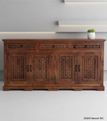 HAND CARVED WOOD SIDEBOARD CABINET
