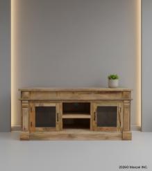 SOLID WOOD MEDIA CABINET W/ 2 DOORS