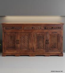 4 DOOR CARVED WOOD SIDEBOARD W/ DRAWERS
