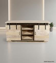 SOLID RECLAIMED TEAK WOOD SIDEBOARD W/ SLIDING DOORS