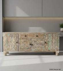 SOLID HAND CARVED RECLAIMED TEAK WOOD SIDEBOARD CONSOLE 