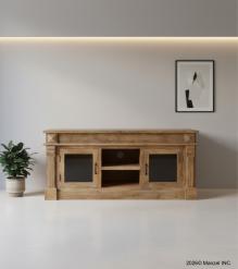 SOLID WOOD MEDIA CABINET W/ 2 DOORS