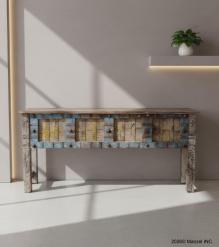 VINTAGE RECLAIMED CARVED TEAK CONSOLE TABLE