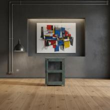 VINTAGE RECLAIMED TEAK & GLASS CABINET