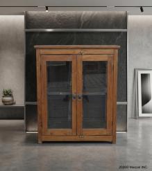 VINTAGE RECLAIMED TEAK & GLASS CABINET