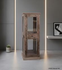 VINTAGE RECLAIMED TEAK & GLASS CABINET