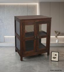 VINTAGE RECLAIMED TEAK & GLASS CABINET