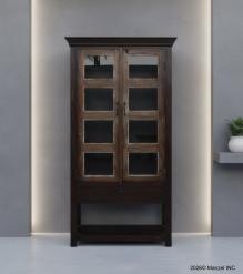SOLID RECLAIMED TEAK WOOD & GLASS CABINET HUTCH DISPLAY