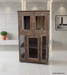 VINTAGE RECLAIMED TEAK & GLASS CABINET