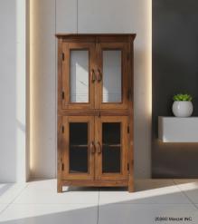 RECLAIMED TEAK & GLASS CABINET