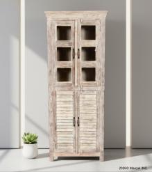 RECLAIMED TEAK 2 PC WOOD & GLASS CABINET