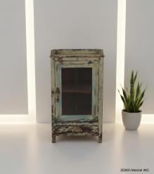 VINTAGE RECLAIMED TEAK & GLASS CABINET