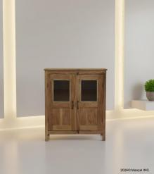 RECLAIMED TEAK & GLASS STORAGE DISPLAY CABINET