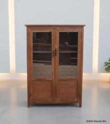 RECLAIMED TEAK & GLASS DISPLAY & STORAGE CABINET