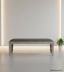 UPHOLSTERED CLOTH & SOLID WOOD BENCH