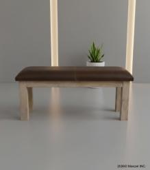 SOLID WOOD & LEATHER BENCH