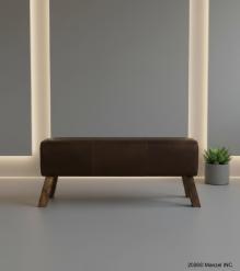 LEATHER & WOOD UPHOLSTERED BENCH