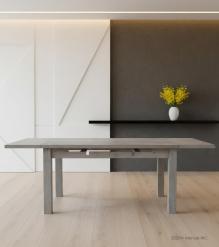 EXTENDABLE SOLID WOOD DINING TABLE W/ SELF-STORING EXTENSIONS