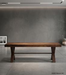 DECORATIVE WOOD & METAL BENCH