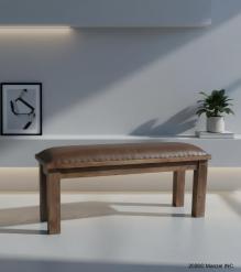 SOLID WOOD & LEATHER BENCH