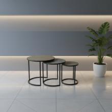 3 NESTING SOLID WOOD & IRON TABLES