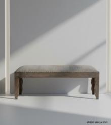 SOLID WOOD & CLOTH UPHOLSTERED BENCH
