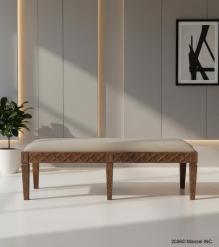 SOLID WOOD & UPHOLSTERED CLOTH BENCH