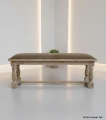 UPHOLSTERED SOLID WOOD & LEATHER BENCH