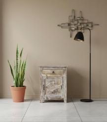 SOLID RECLAIMED TEAK WOOD W/ CARVED FISH END TABLE / NIGHTSTAND