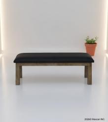 SOLID WOOD & LEATHER BENCH