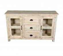SOLID RECLAIMED TEAK WOOD & GLASS SIDEBOARD