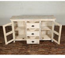 SOLID RECLAIMED TEAK WOOD & GLASS SIDEBOARD