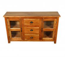 SOLID RECLAIMED TEAK WOOD & GLASS SIDEBOARD