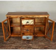 SOLID RECLAIMED TEAK WOOD & GLASS SIDEBOARD