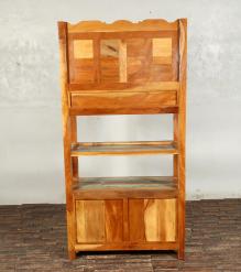 SOLID RECLAIMED TEAK WOOD CABINET WITH DOORS, SHELVES & DISPLAY