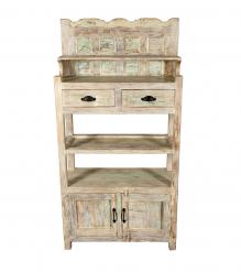 SOLID RECLAIMED TEAK WOOD CABINET WITH DOORS, SHELVES & DISPLAY