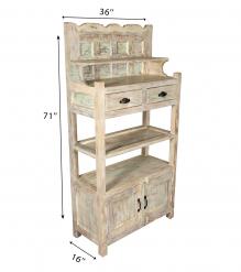 SOLID RECLAIMED TEAK WOOD CABINET WITH DOORS, SHELVES & DISPLAY