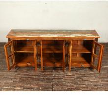 SOLID RECLAIMED TEAK WOOD & GLASS SIDEBOARD