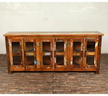 SOLID RECLAIMED TEAK WOOD & GLASS SIDEBOARD